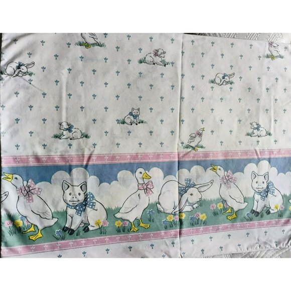 Vintage Fieldcrest Perfection Spring Farm Animal Pillowcase 80s Goose Pig Lamb - Picture 7 of 7